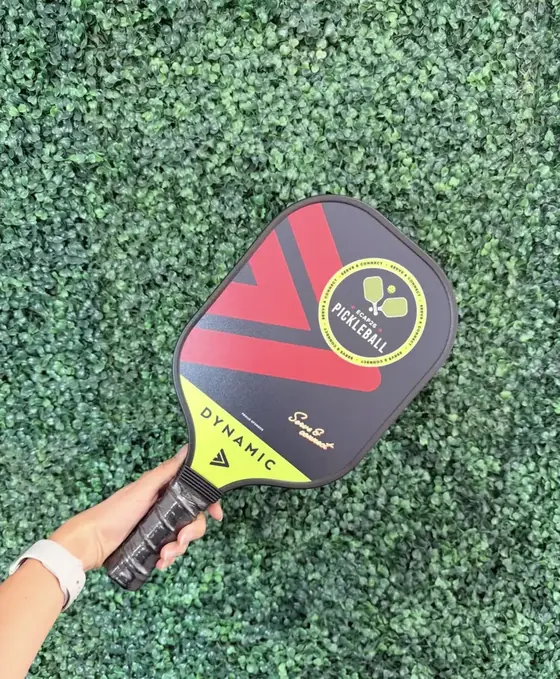 Multi-color event sponsor pickleball paddle printed for a conference